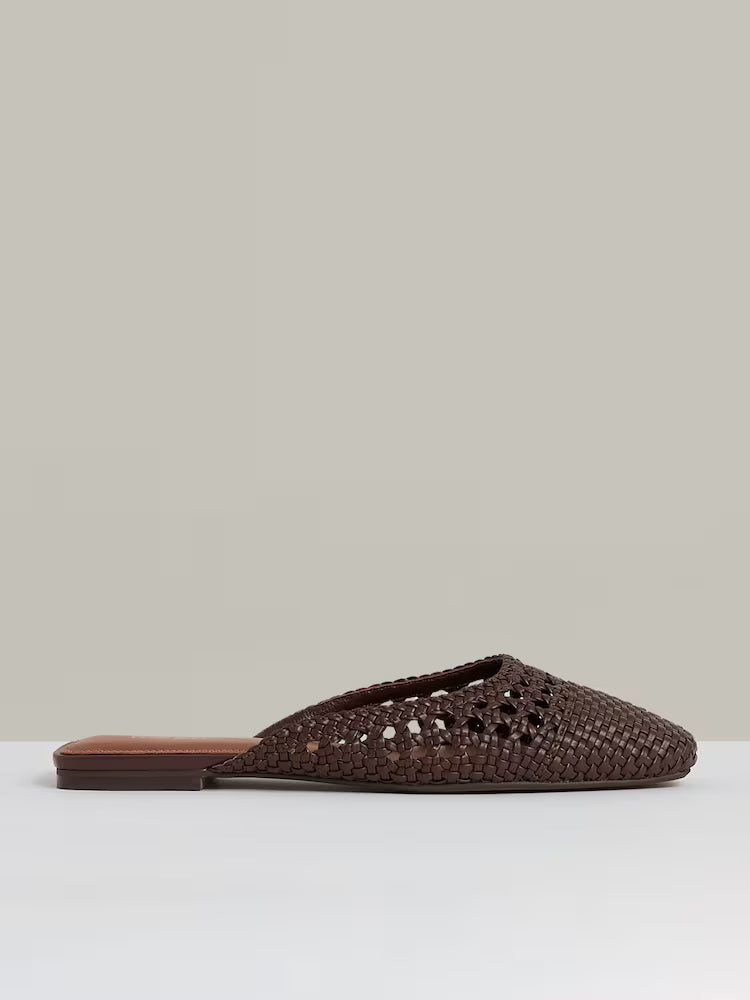 ALASTAIR-Woven Slip-On Mules in Chocolate