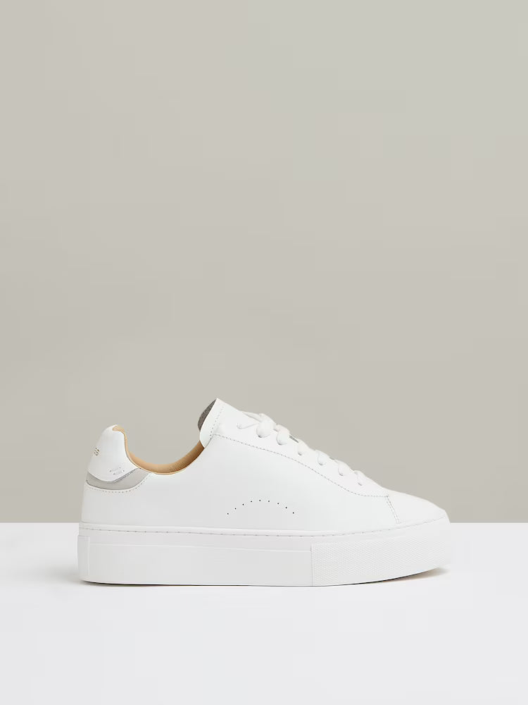 ALASTAIR-Leather Low-Top Trainers in White