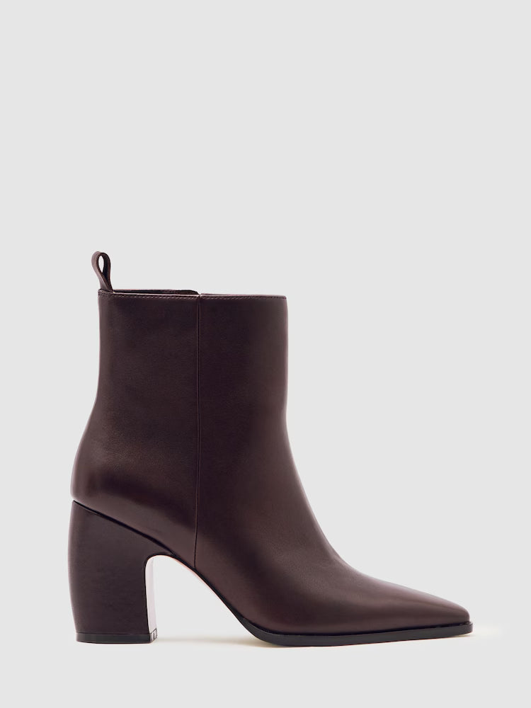 ALASTAIR-Leather Blocked Heel Ankle Boots in Oxblood
